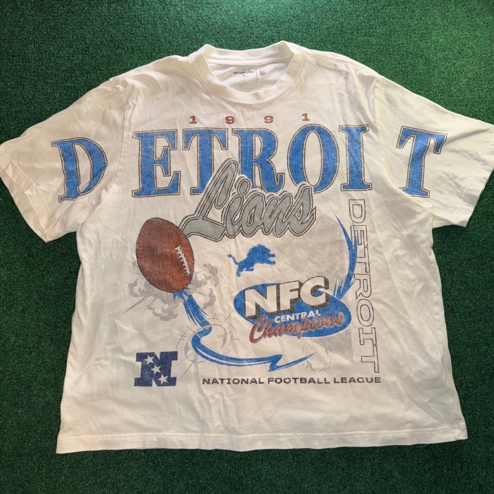 Abercrombie & Fitch Detroit Lions 1991 NFC Champions Vintage Fit T-Shirt XL